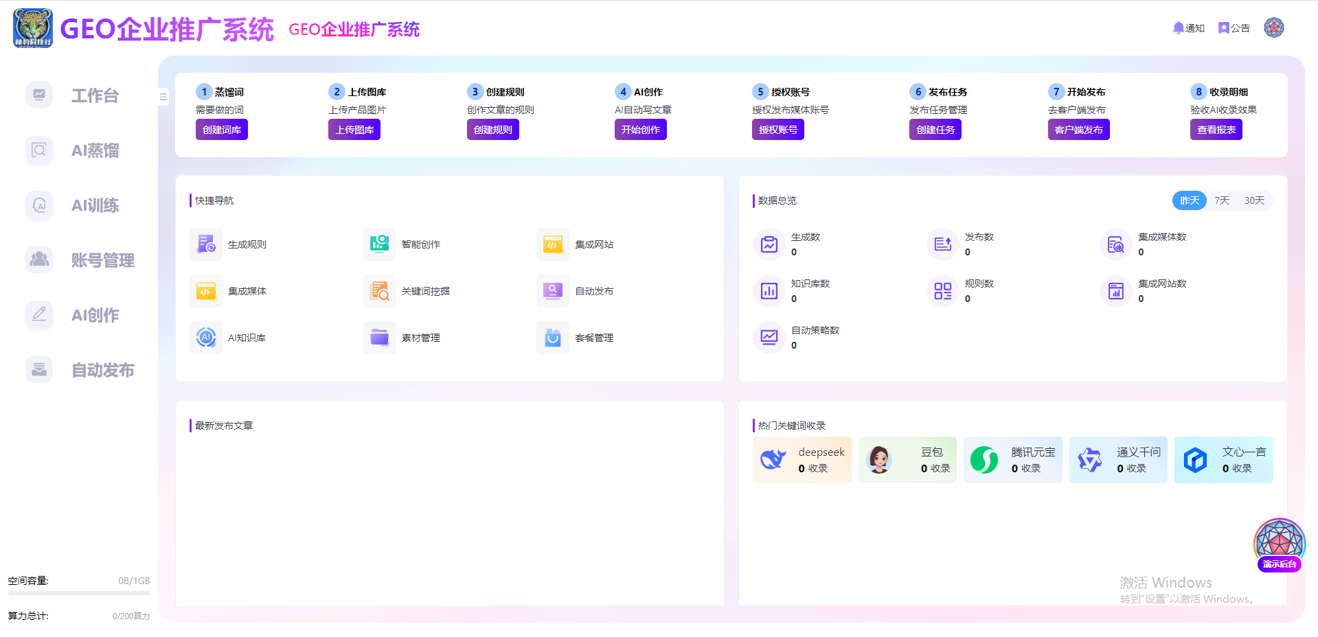 GEO企业推广系统月卡【正版授权】